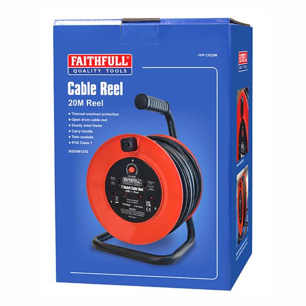 Faithfull Cable Reel Open Drum 20M