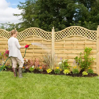 San Remo Omega Panel with Trellis Fence Panel