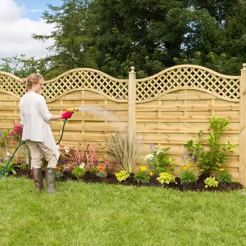 San Remo Omega Panel with Trellis Fence Panel